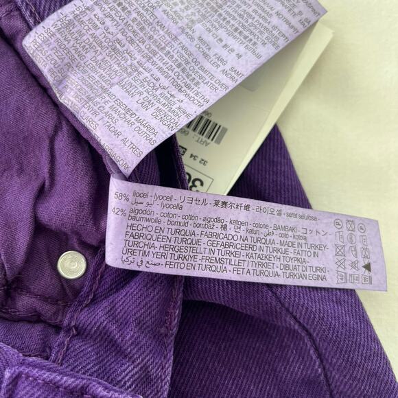 Zara NWT High-Rise Full Length Wide Leg Raw Hem Purple Denim Jeans, Size 4 - Picture 14 of 15